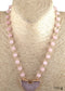 Boho Necklace, RH Rose Quart Amazonite, Half Moon Pink Natural Stone
